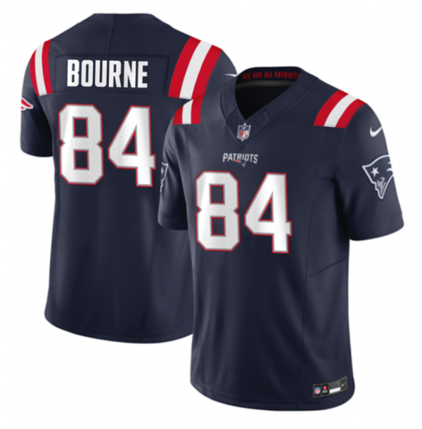 Men's New England Patriots #84 Kendrick Bourne Navy 2023 F.U.S.E. Vapor Limited Stitched Football Jersey - Custom Name