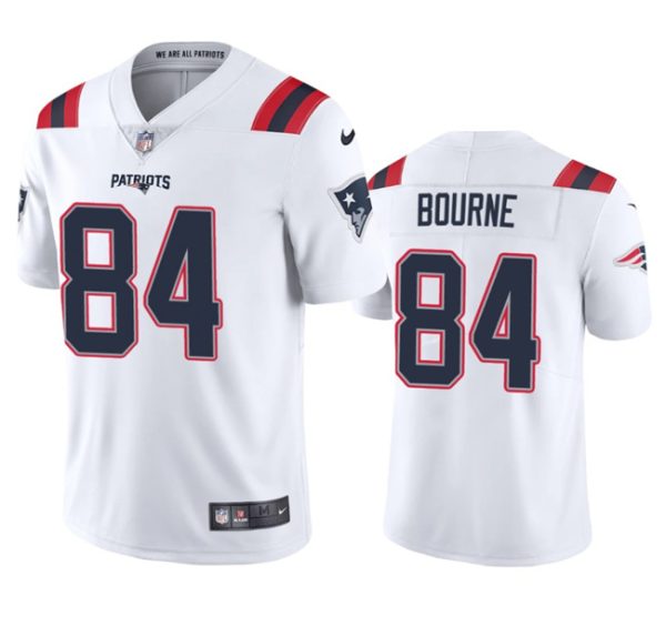 Men's New England Patriots #84 Kendrick Bourne White Vapor Untouchable Stitched Football Jersey - Custom Name