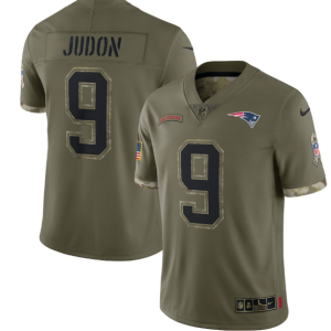 Men's New England Patriots #9 Matt Judon Olive 2022 Salute To Service Limited Stitched Jersey - Custom Name
