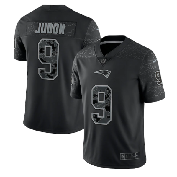 Men's New England Patriots #9 Matthew Judon Black Reflective Limited Stitched Football Jersey - Custom Name