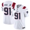 Men's New England Patriots #91 Deatrich Wise Jr White F.U.S.E. With 3-Star C Patch Vapor Limited Stitched Football Jersey - Custom Name