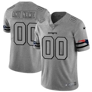 Men's New England Patriots ACTIVE PLAYER Custom 2019 Gray Gridiron Team Logo Limited Stitched Jersey - Custom Name