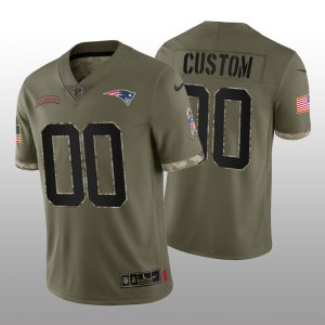 Men's New England Patriots ACTIVE PLAYER Custom Olive 2022 Salute To Service Limited Stitched Jersey - Custom Name