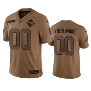 Men's New England Patriots Active Player Custom 2023 Brown Salute To Setvice Limited Stitched Football Jersey - Custom Name