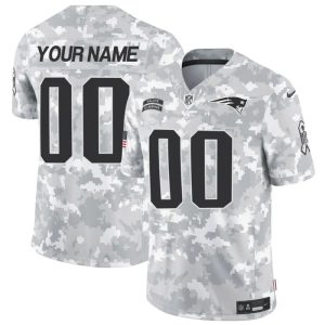 Men's New England Patriots Active Player Custom 2024 F.U.S.E Arctic Camo Salute to Service Limited Stitched Football Jersey - Custom Name