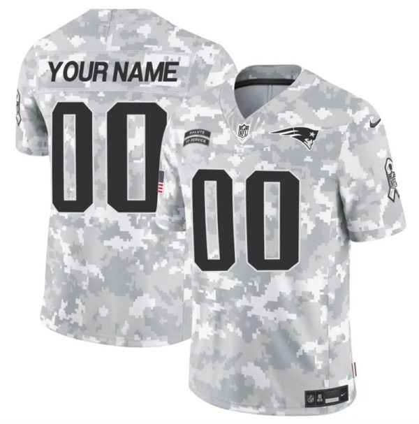 Men's New England Patriots Active Player Custom 2024 F.U.S.E Arctic Camo Salute to Service Limited Stitched Football Jersey - Custom Name