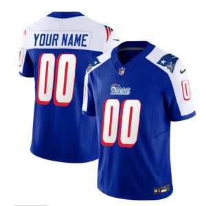 Men's New England Patriots Active Player Custom Blue White 2023 F.U.S.E. Throwback Limited Stitched Football Jersey - Custom Name