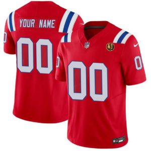 Men's New England Patriots Active Player Custom Red 2023 F.U.S.E. With John Madden Patch Vapor Limited Stitched Football Jersey - Custom Name