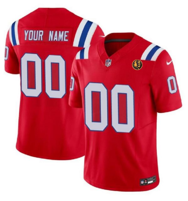 Men's New England Patriots Active Player Custom Red 2023 F.U.S.E. With John Madden Patch Vapor Limited Stitched Football Jersey - Custom Name