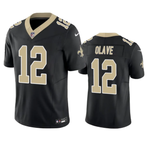 Men's New Orleans Saints #12 Chris Olave Black 2023 F.U.S.E. Vapor Untouchable Limited Stitched Jersey - Custom Name