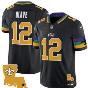 Men's New Orleans Saints #12 Chris Olave Black 2024 F.U.S.E. Vapor Limited Stitched Jersey - Custom Name