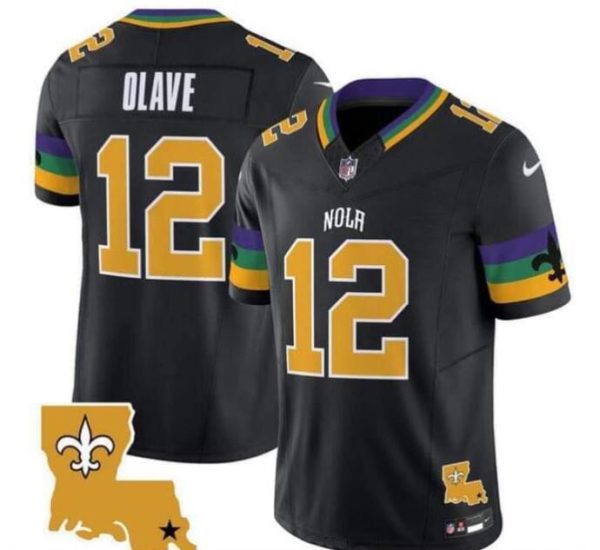 Men's New Orleans Saints #12 Chris Olave Black 2024 F.U.S.E. Vapor Limited Stitched Jersey - Custom Name