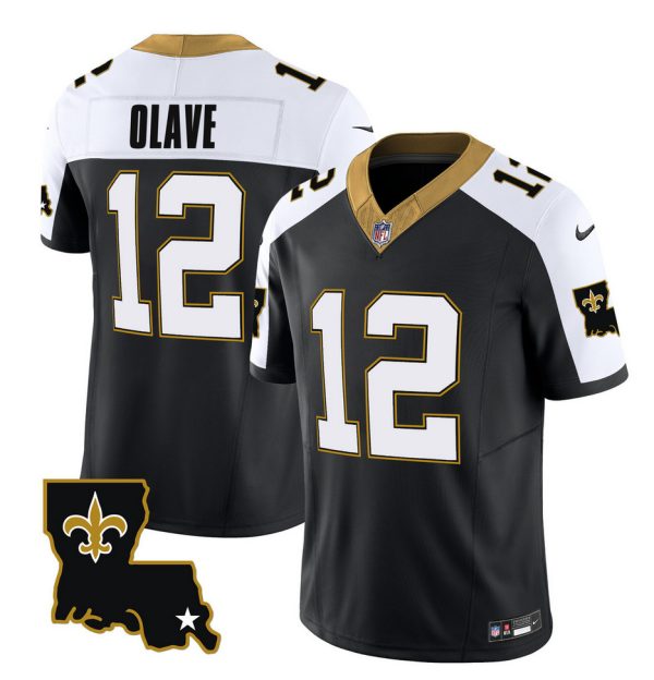 Men's New Orleans Saints #12 Chris Olave Black White 2023 F.U.S.E. 1987 Legacy Vapor Stitched Jersey - Custom Name