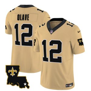 Men's New Orleans Saints #12 Chris Olave Gold 2023 F.U.S.E. 1987 Legacy Vapor Stitched Jersey - Custom Name
