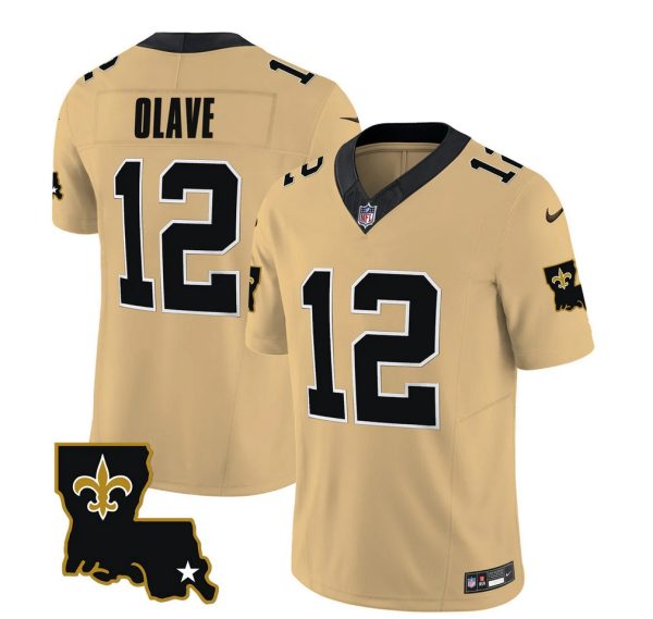 Men's New Orleans Saints #12 Chris Olave Gold 2023 F.U.S.E. 1987 Legacy Vapor Stitched Jersey - Custom Name