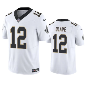 Men's New Orleans Saints #12 Chris Olave White 2023 F.U.S.E. Vapor Untouchable Limited Stitched Jersey - Custom Name