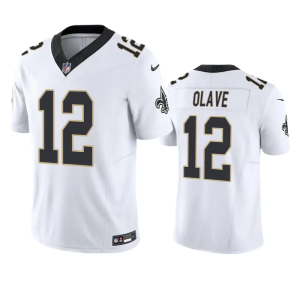 Men's New Orleans Saints #12 Chris Olave White 2023 F.U.S.E. Vapor Untouchable Limited Stitched Jersey - Custom Name