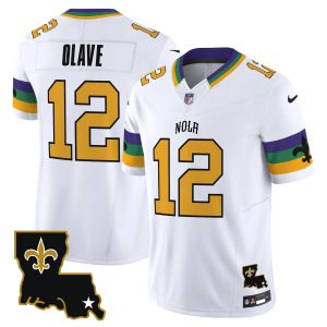 Men's New Orleans Saints #12 Chris Olave White 2024 F.U.S.E. Vapor Limited Stitched Jersey - Custom Name