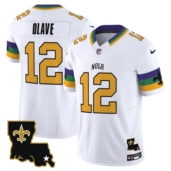 Men's New Orleans Saints #12 Chris Olave White 2024 F.U.S.E. Vapor Limited Stitched Jersey - Custom Name