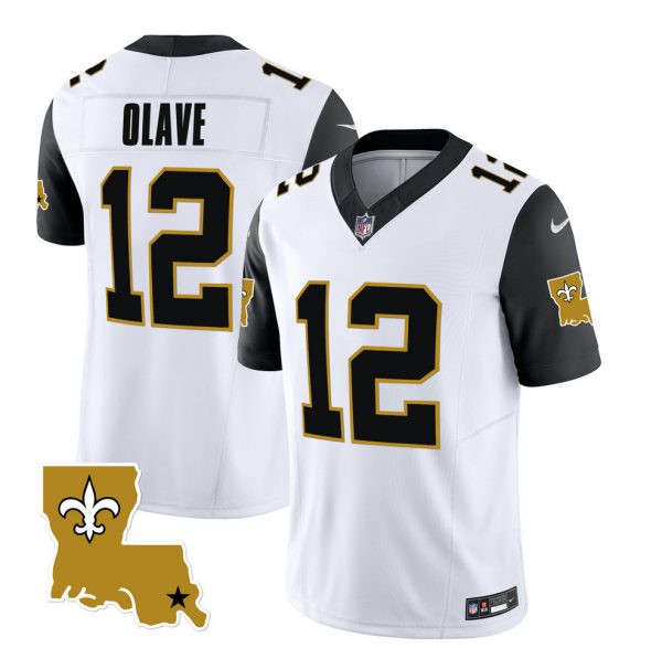 Men's New Orleans Saints #12 Chris Olave White Black 2023 F.U.S.E. 1987 Legacy Vapor Stitched Jersey - Custom Name