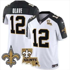 Men's New Orleans Saints #12 Chris Olave White F.U.S.E. With Patch Vapor Stitched Jersey - Custom Name