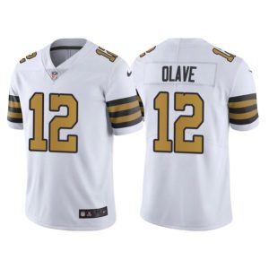 Men's New Orleans Saints #12 Chris Olave White Vapor Limited Stitched Jersey - Custom Name
