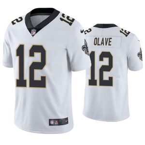Men's New Orleans Saints #12 Chris Olave White Vapor Limited Stitched Jersey1 - Custom Name