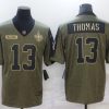 Men's New Orleans Saints #13 Michael Thomas 2021 Olive Salute To Service Limited Stitched Jersey - Custom Name