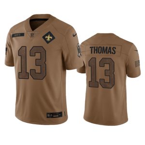 Men's New Orleans Saints #13 Michael Thomas 2023 Brown Salute To Service Limited Limited Stitched Jersey - Custom Name