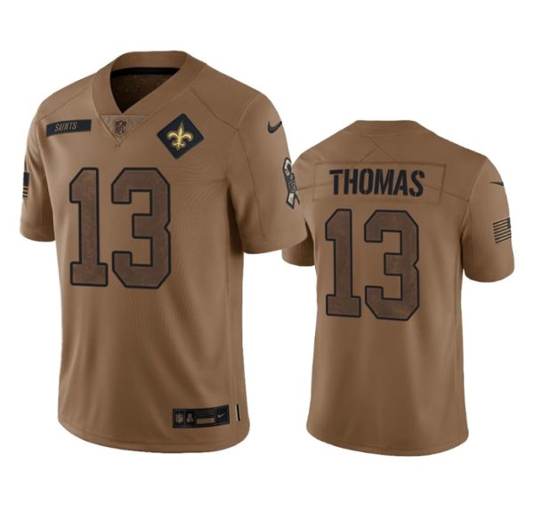 Men's New Orleans Saints #13 Michael Thomas 2023 Brown Salute To Service Limited Limited Stitched Jersey - Custom Name