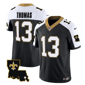 Men's New Orleans Saints #13 Michael Thomas Black White 2023 F.U.S.E. 1987 Legacy Vapor Stitched Jersey - Custom Name