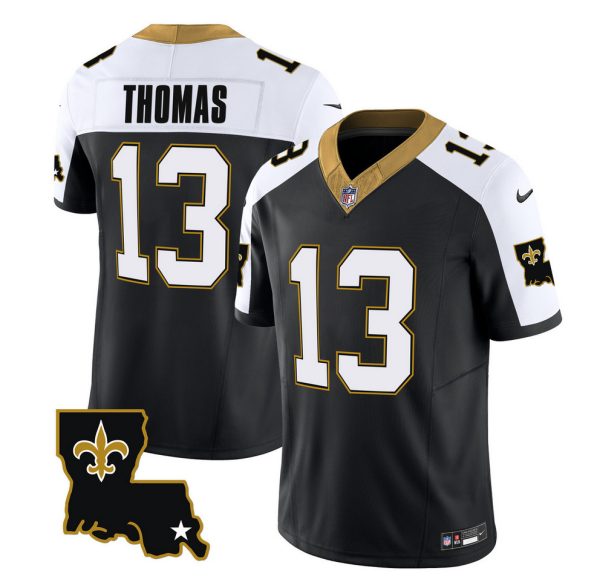 Men's New Orleans Saints #13 Michael Thomas Black White 2023 F.U.S.E. 1987 Legacy Vapor Stitched Jersey - Custom Name