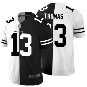 Men's New Orleans Saints #13 Michael Thomas Black & White NFL Split Limited Stitched Jersey - Custom Name