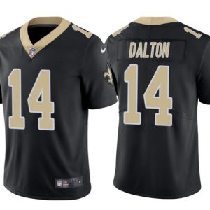 Men's New Orleans Saints #14 Andy Dalton Black Vapor Limited Stitched Jersey - Custom Name