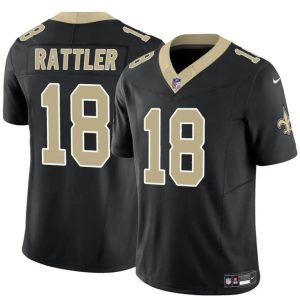 Men's New Orleans Saints #18 Spencer Rattler Black F.U.S.E Vapor Limited Stitched Football Jersey - Custom Name