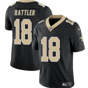 Men's New Orleans Saints #18 Spencer Rattler Black Vapor Limited Stitched Football Jersey - Custom Name