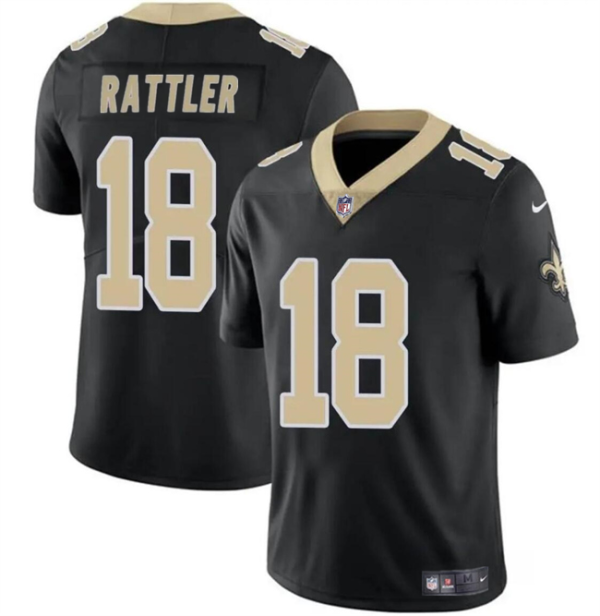 Men's New Orleans Saints #18 Spencer Rattler Black Vapor Limited Stitched Football Jersey - Custom Name