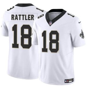 Men's New Orleans Saints #18 Spencer Rattler White F.U.S.E Vapor Limited Stitched Football Jersey - Custom Name