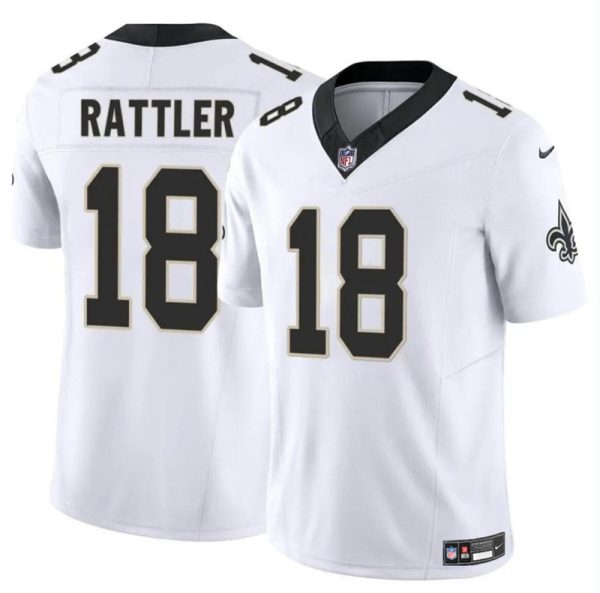 Men's New Orleans Saints #18 Spencer Rattler White F.U.S.E Vapor Limited Stitched Football Jersey - Custom Name