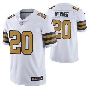 Men's New Orleans Saints #20 Pete Werner White Color Rush Limited Stitched Jersey - Custom Name