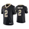 Men's New Orleans Saints 2022 #2 Jameis Winston Black With 4-star C Patch Vapor Untouchable Cool Base Stitched Jersey - Custom Name
