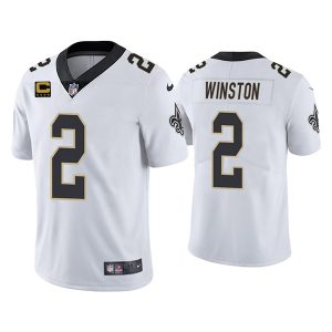 Men's New Orleans Saints 2022 #2 Jameis Winston White With 4-star C Patch Vapor Untouchable Cool Base Stitched Jersey - Custom Name