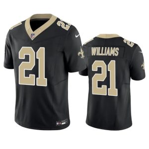 Men's New Orleans Saints #21 Jamaal Williams Black 2023 F.U.S.E. Vapor Untouchable Limited Stitched Jersey - Custom Name