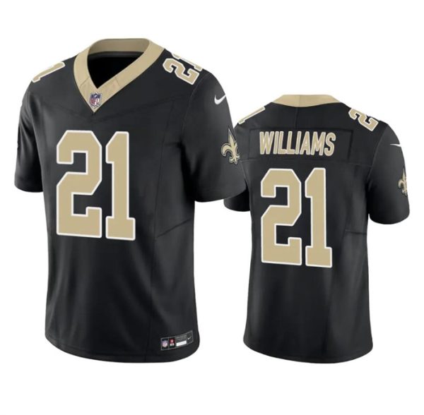 Men's New Orleans Saints #21 Jamaal Williams Black 2023 F.U.S.E. Vapor Untouchable Limited Stitched Jersey - Custom Name