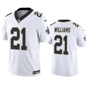 Men's New Orleans Saints #21 Jamaal Williams White 2023 F.U.S.E. Vapor Untouchable Limited Stitched Jersey - Custom Name
