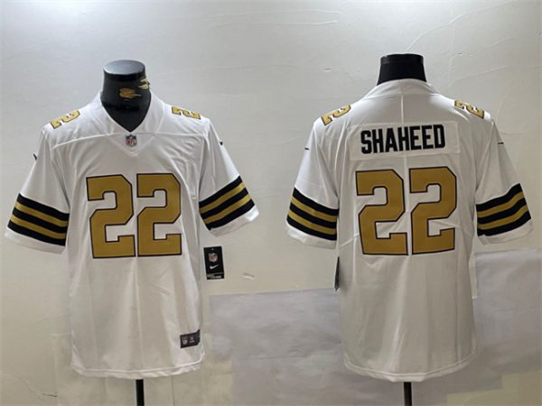 Men's New Orleans Saints #22 Rashid Shaheed White Vapor Limited Stitched Football Jersey - Custom Name