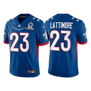 Men's New Orleans Saints #23 Marshon Lattimore 2022 Royal Pro Bowl Stitched Jersey - Custom Name