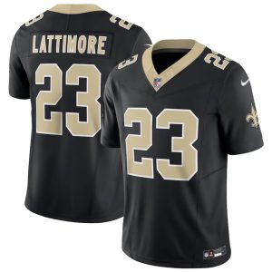 Men's New Orleans Saints #23 Marshon Lattimore Black 2023 F.U.S.E. Vapor Untouchable Limited Stitched Jersey - Custom Name