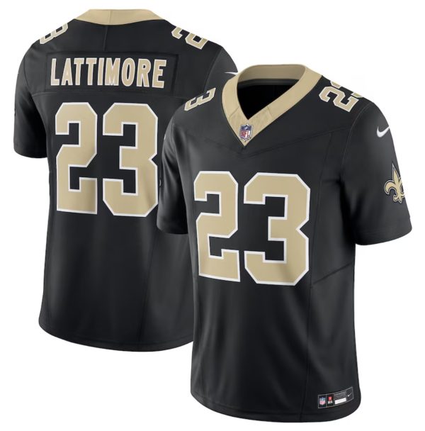 Men's New Orleans Saints #23 Marshon Lattimore Black 2023 F.U.S.E. Vapor Untouchable Limited Stitched Jersey - Custom Name