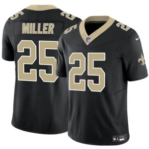 Men's New Orleans Saints #25 Kendre Miller Black Vapor Limited Stitched Football Jersey - Custom Name